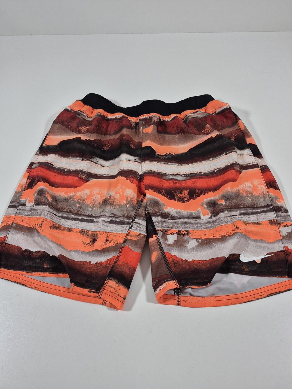 Nike Adventure 9" Volley Swim Shorts Men's Large Orange Brown Landscape Print